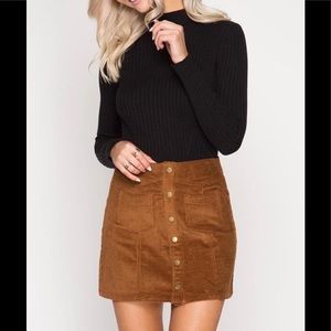 Brandy Melville corduroy button down skirt